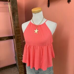 NEW! Peach Love California Hot Pink Tie Back Tank Top